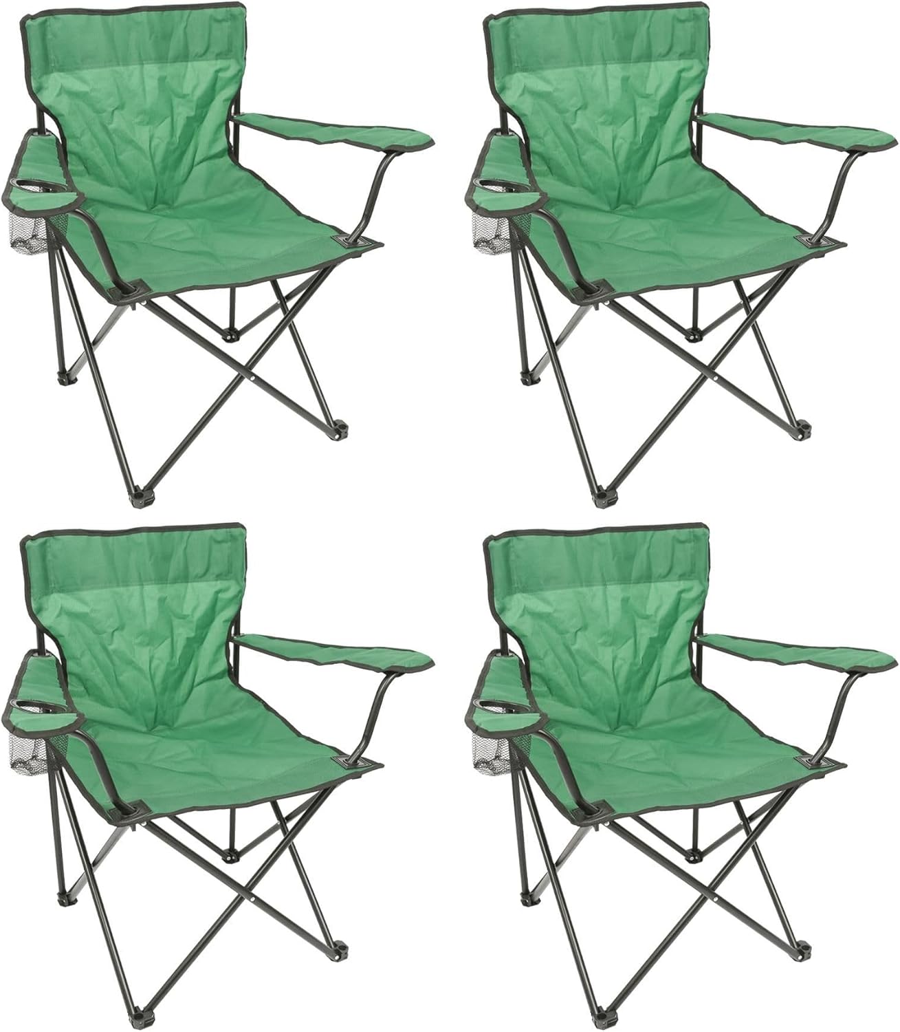 Folding Camping Chairs Pack of 4 Green Canvas Outdoor Seats