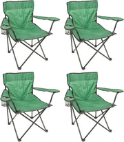 Folding Camping Chairs Pack of 4 Green Canvas Outdoor Seats