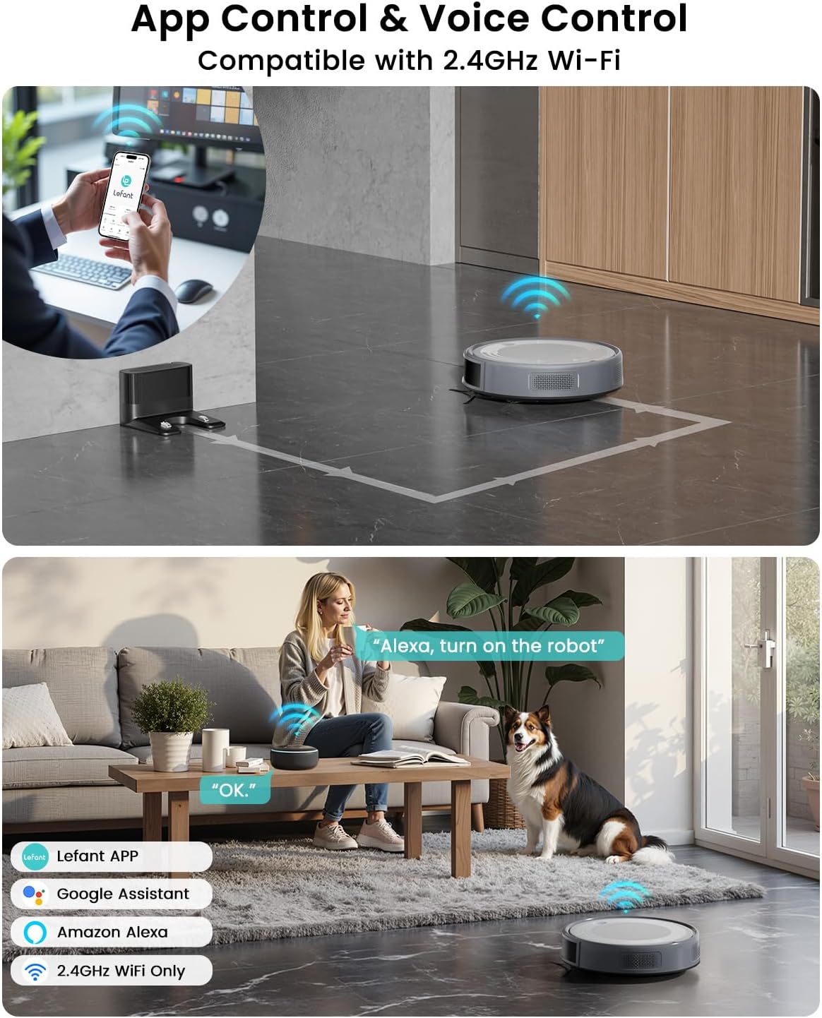 Robot Vacuum Mop 6000Pa Slim Laser Navigation 170Min Pet Hair