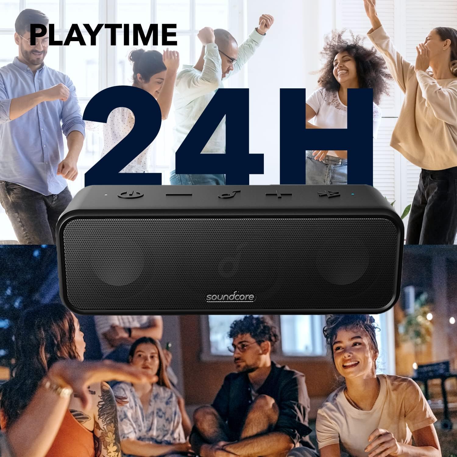 Portable Bluetooth Speaker 24Hr Playtime IPX7 Waterproof Stereo Bass