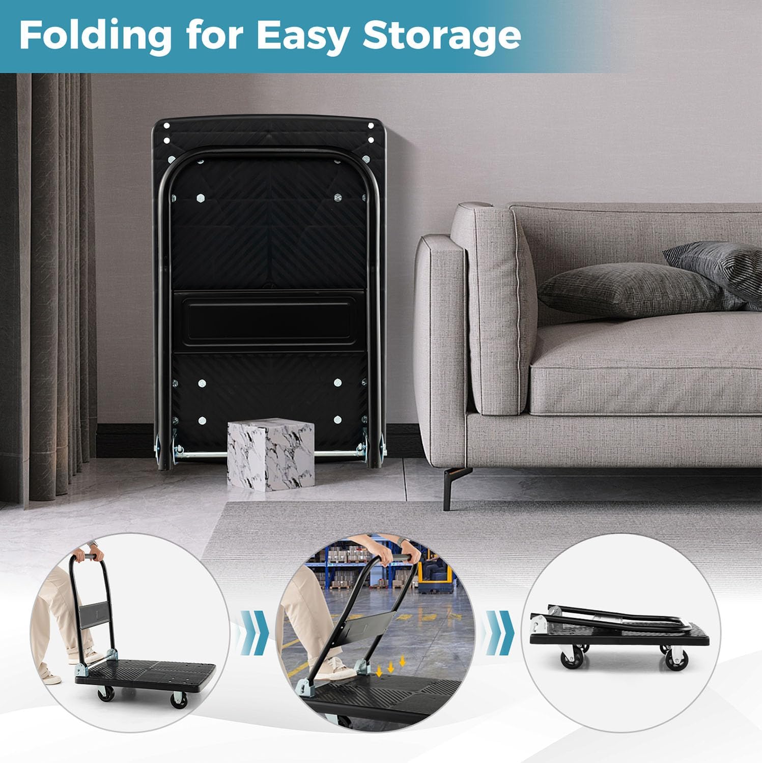 400KG Folding Platform Trolley Heavy Duty Flatbed Push Cart