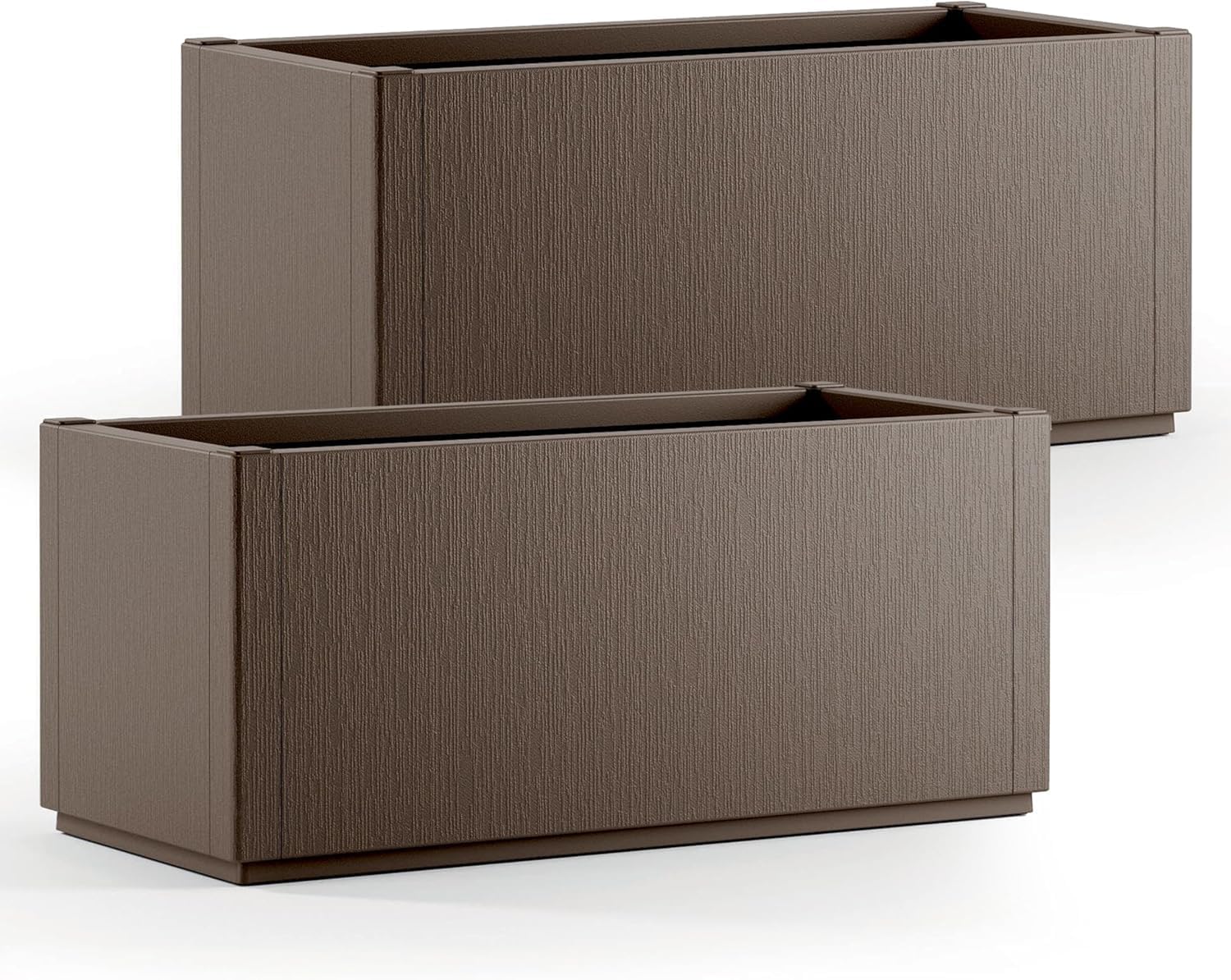 Set of 4 Large Garden Planters 80L Weatherproof Brown Pots