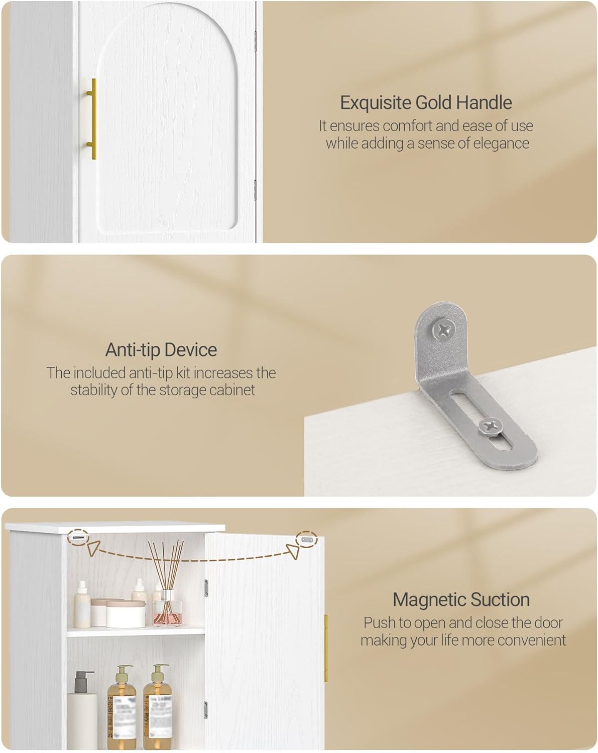 LED Tall Bathroom Storage Cabinet 2 Door White 170cm