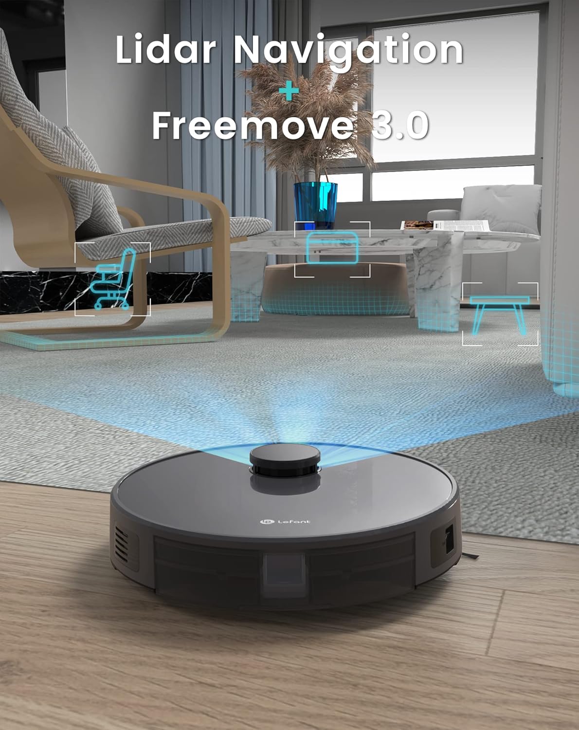 Robot Vacuum Mop 5500Pa LiDAR Smart Mapping Pet Hair