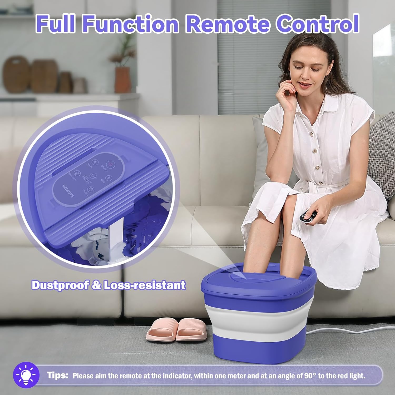 Foldable Foot Spa Bath Heat Shiatsu Rollers Remote Timer