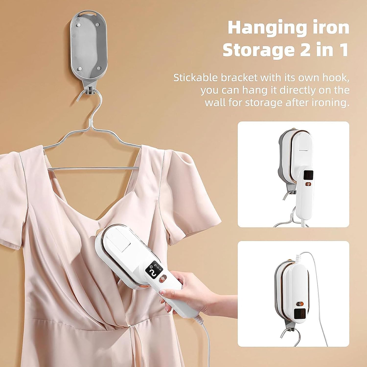 Travel Garment Steamer 1300W 10s Heat LCD 2in1 Foldable