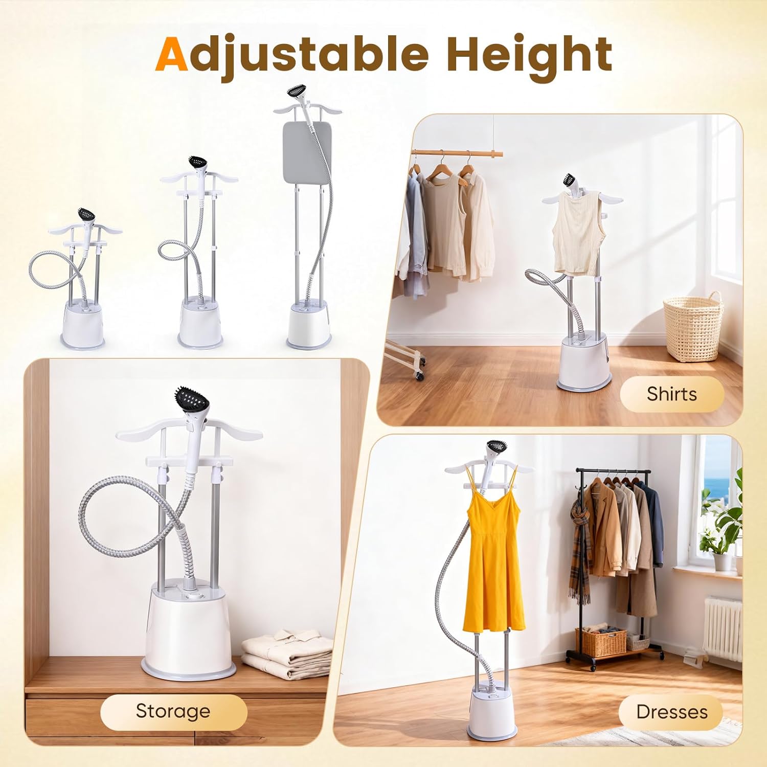 Upright Garment Steamer 2000W 2.5L 9 Levels 38g Steam Iron
