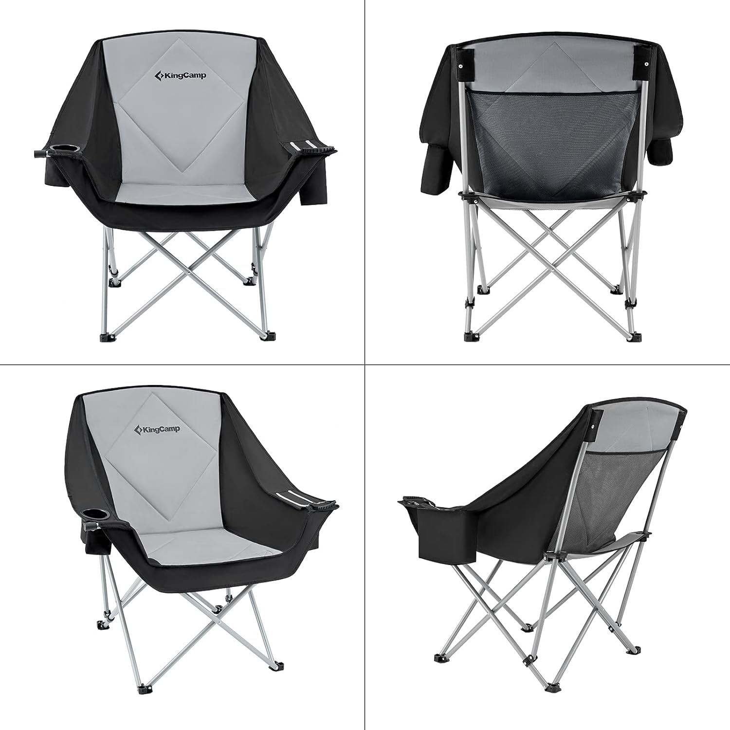 Oversized Moon Camping Chair 136KG Black Grey