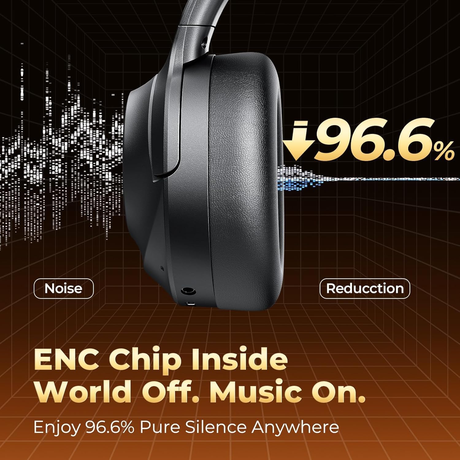 Active Noise Cancelling Bluetooth Headphones Over Ear HiFi Bass 30H Mic