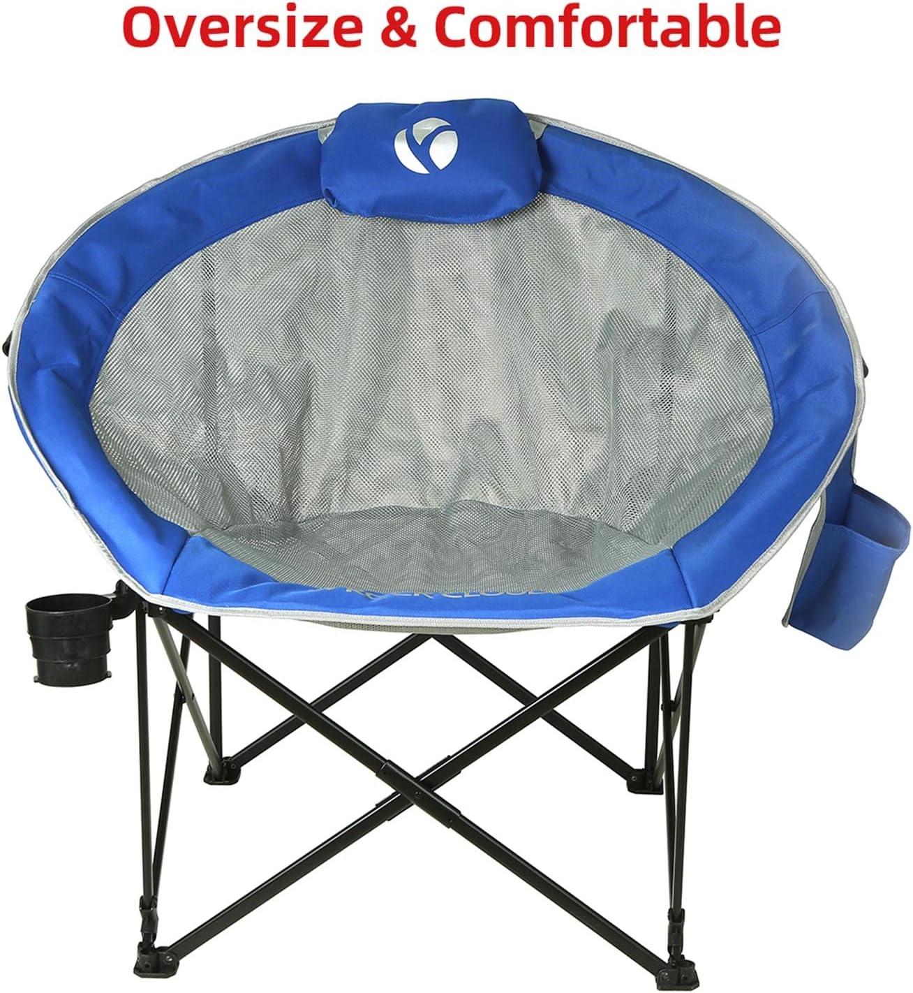 Portable Moon Camping Chair Foldable Saucer Blue