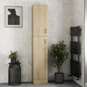 Tall Bathroom Cabinet Oak Effect Soft Close Door Unit