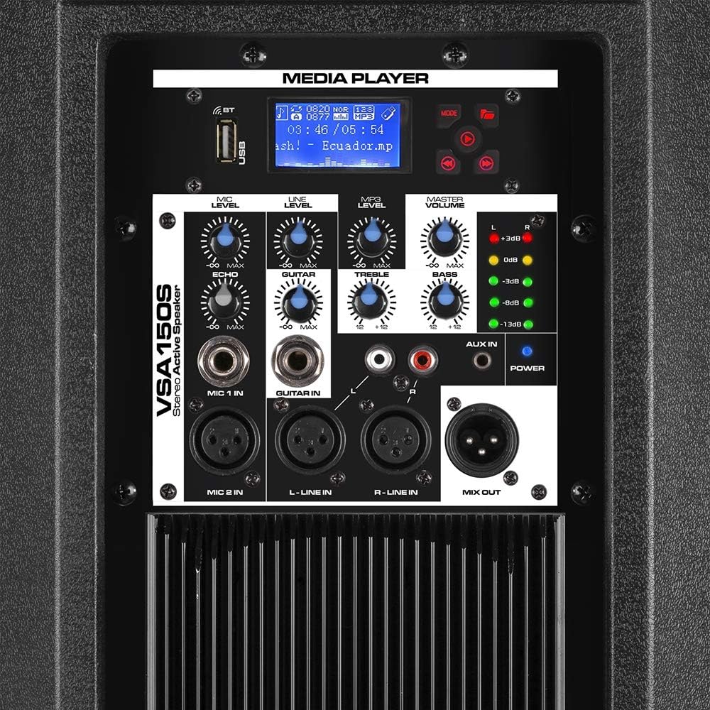 15 Inch PA Speaker System 1000W Bluetooth DJ Set Stands Kit