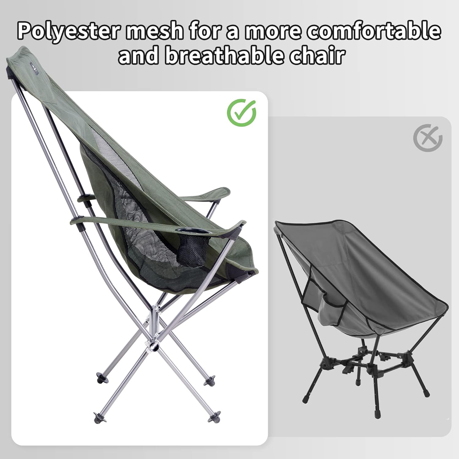 Ultralight Camping Chair Breathable 330lb Green