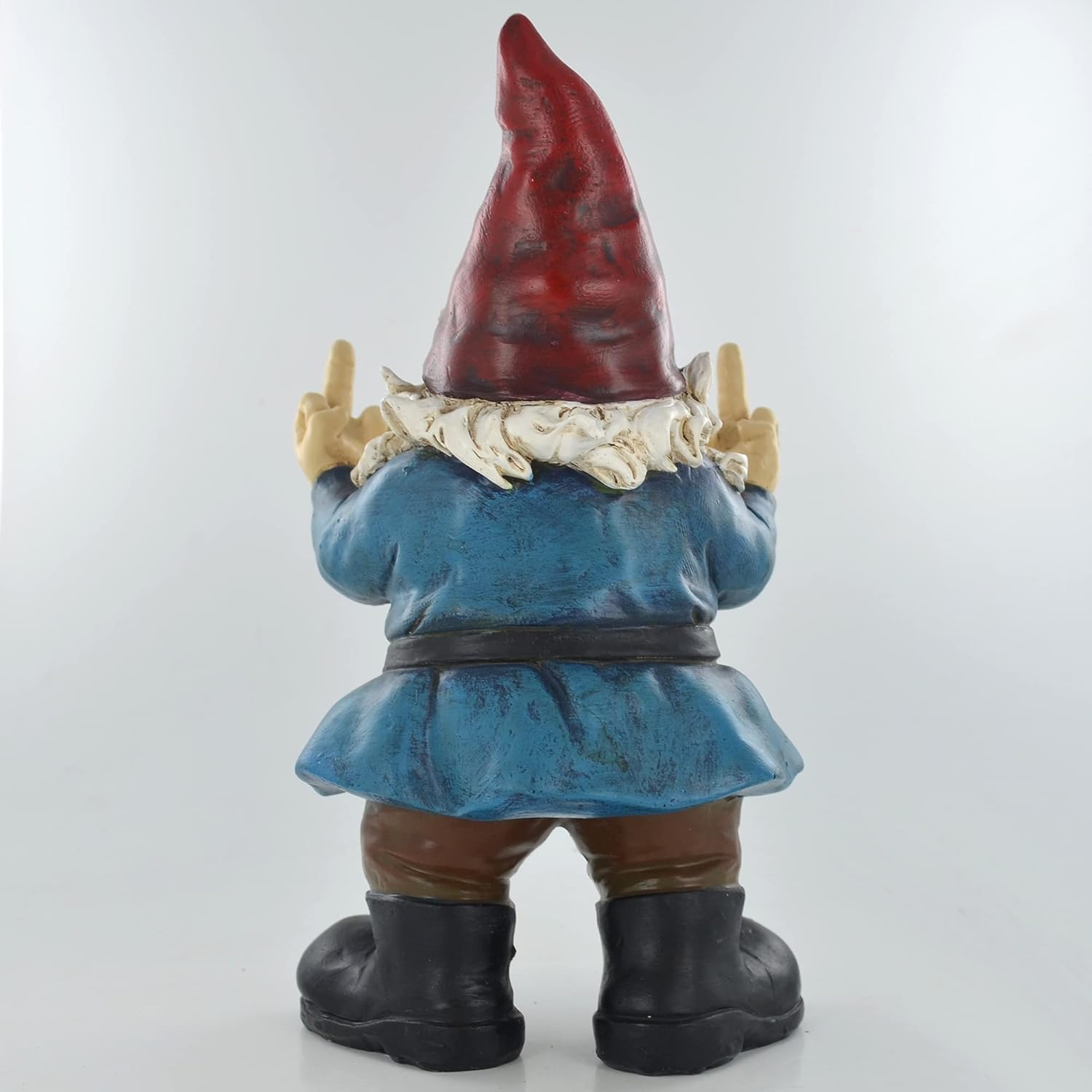 Funny Rude Garden Gnome Double Middle Finger Resin Decor