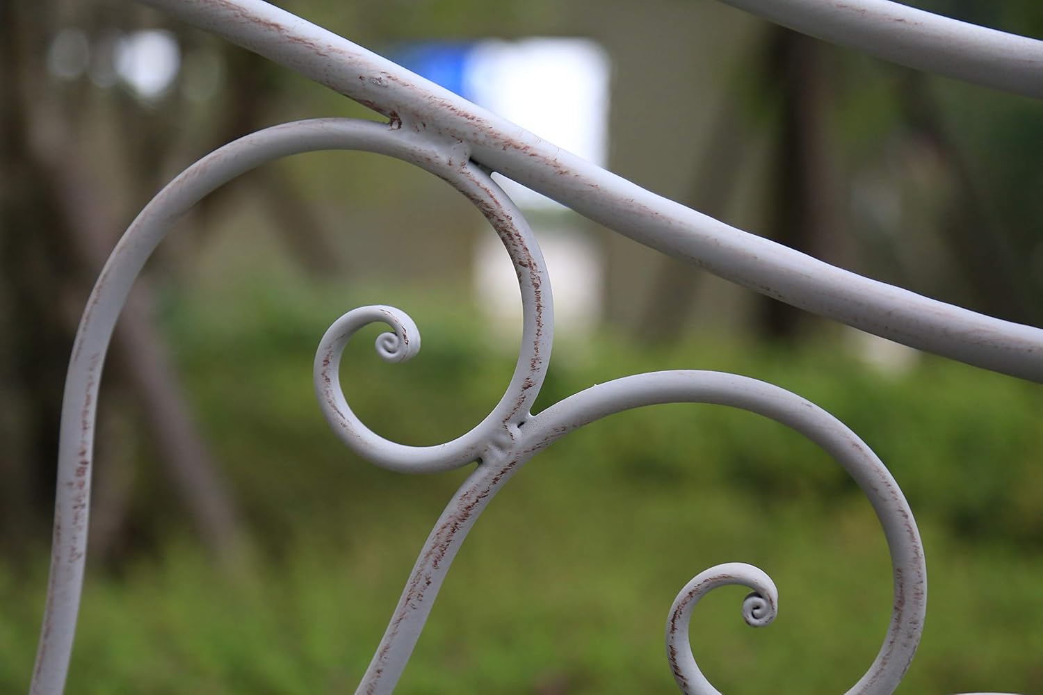 Vintage Metal Garden Bench Foldable Patio Seat Antique Grey