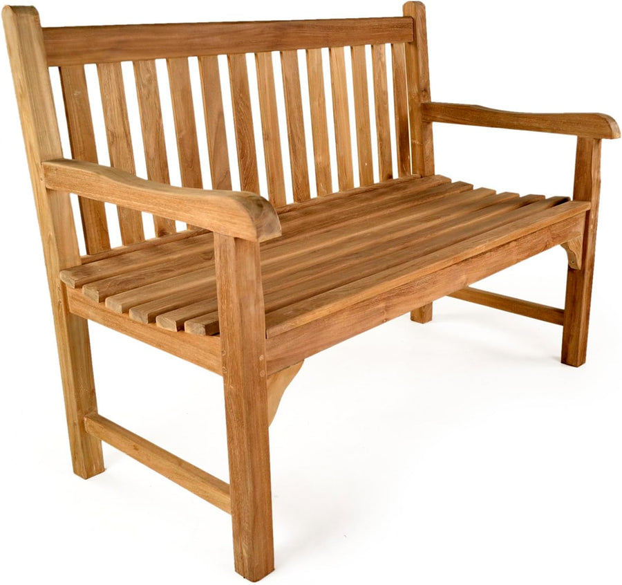 2 Seater Teak Garden Bench 120cm Wooden Patio Park Seat