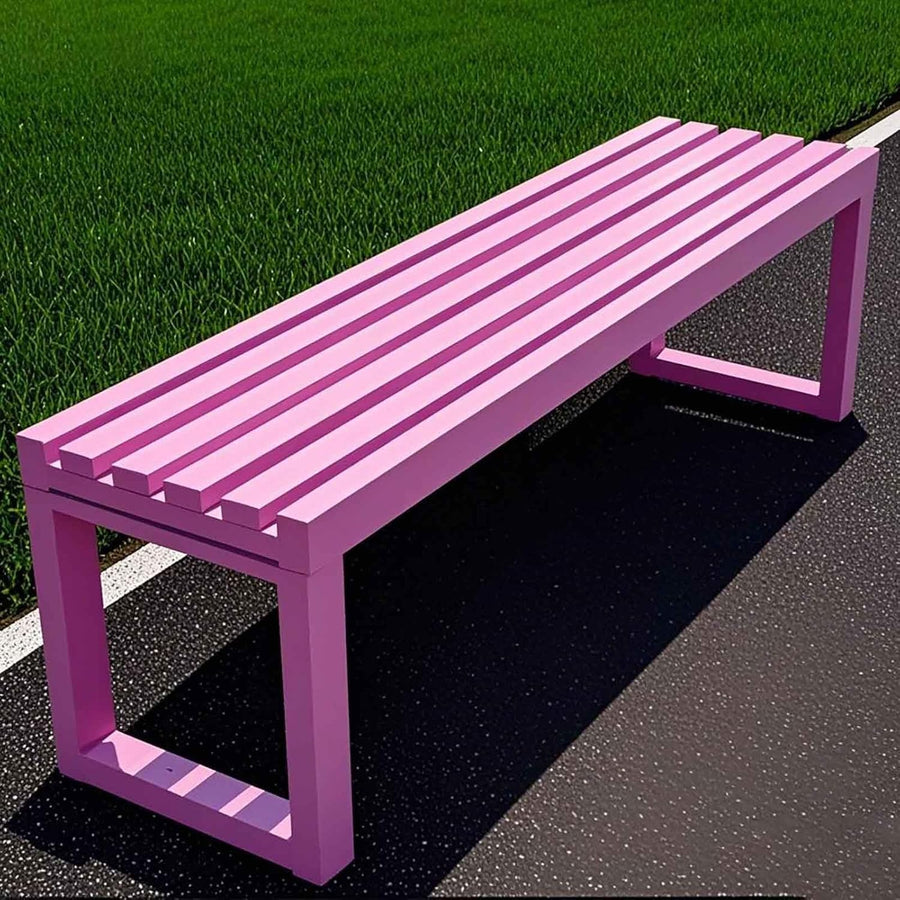 Metal Garden Bench 1.5m Backless Outdoor Park Patio Seat Pink