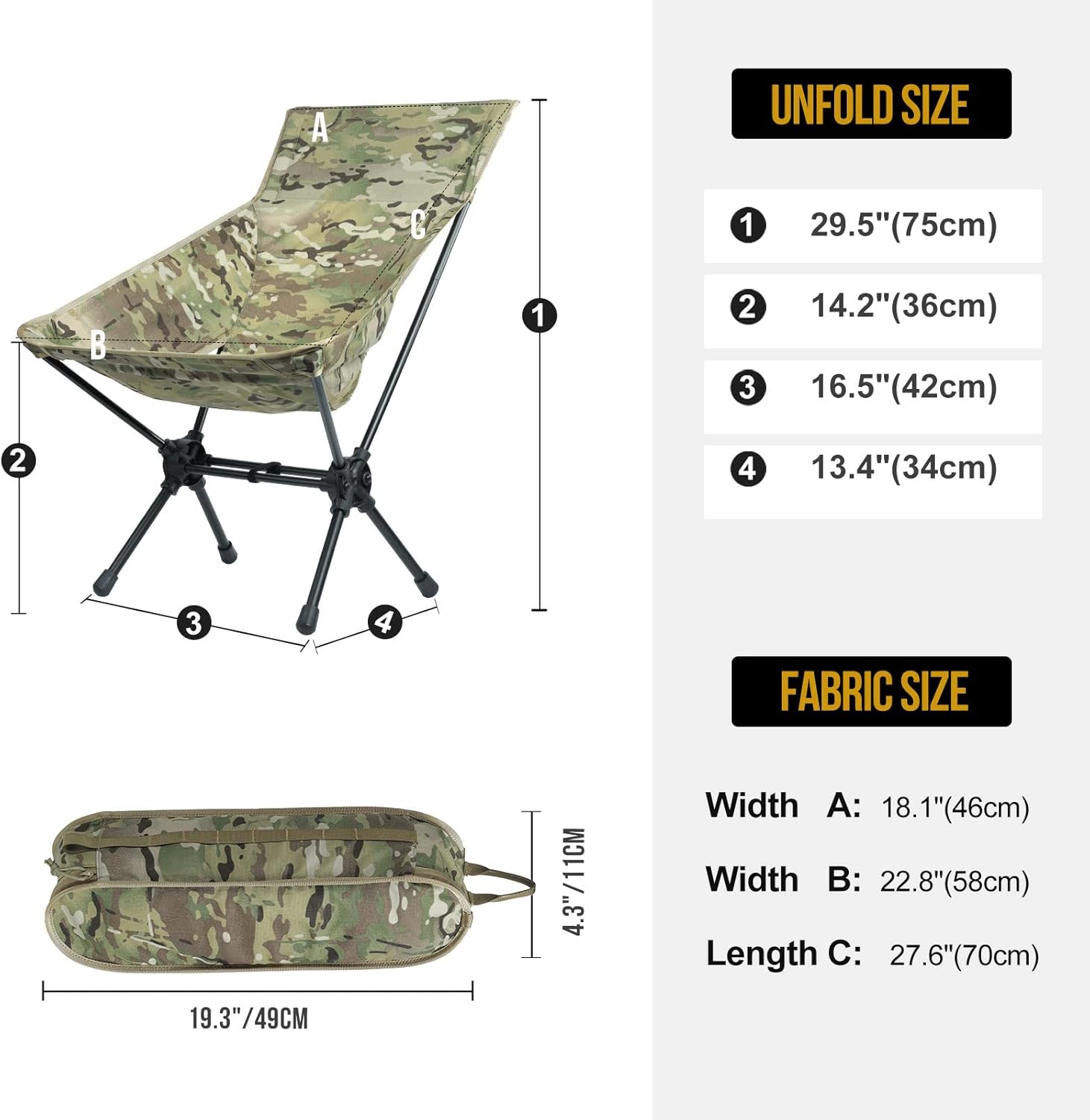 Camouflage Folding Camping Chair Lightweight Backpacking Seat