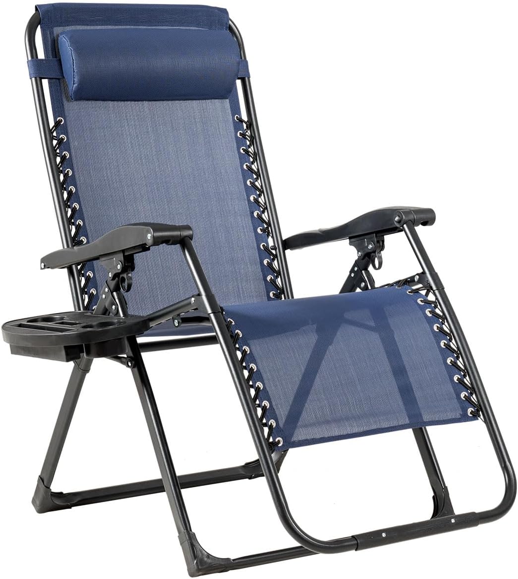 Oversized Zero Gravity Recliner Chair 226kg Navy Blue