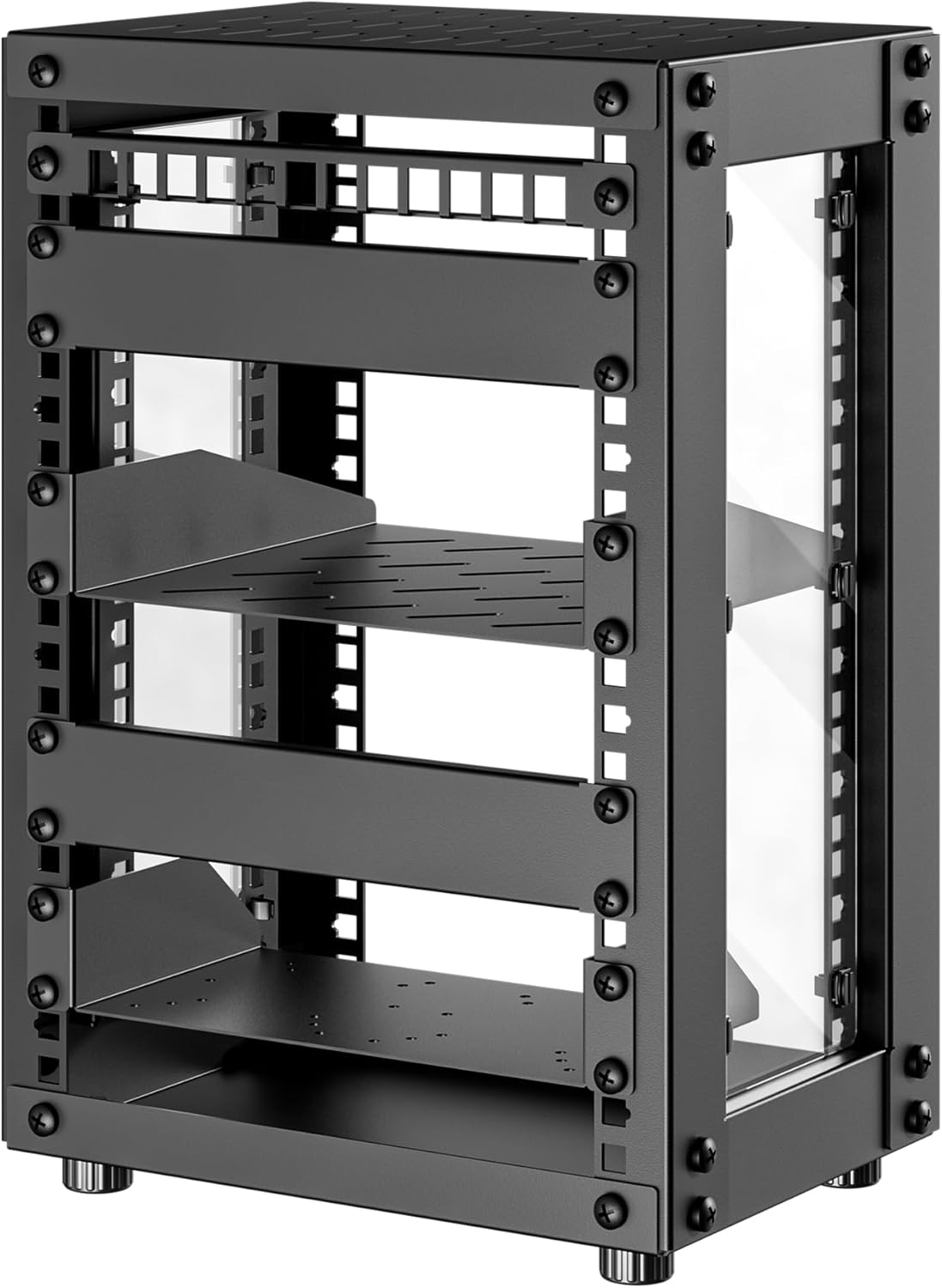 8U 10 Inch Mini Server Rack Cabinet Black with Panels Kit