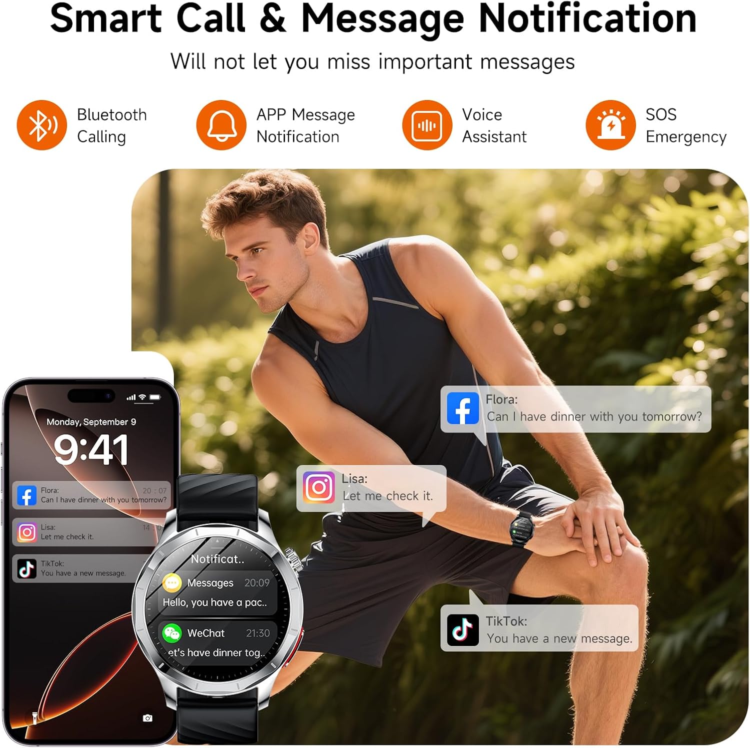 ECG Smart Watch Blood Pressure Call AMOLED SOS
