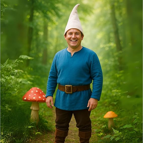 Adult Gnome Hat White Costume Cosplay Halloween Elf Cap