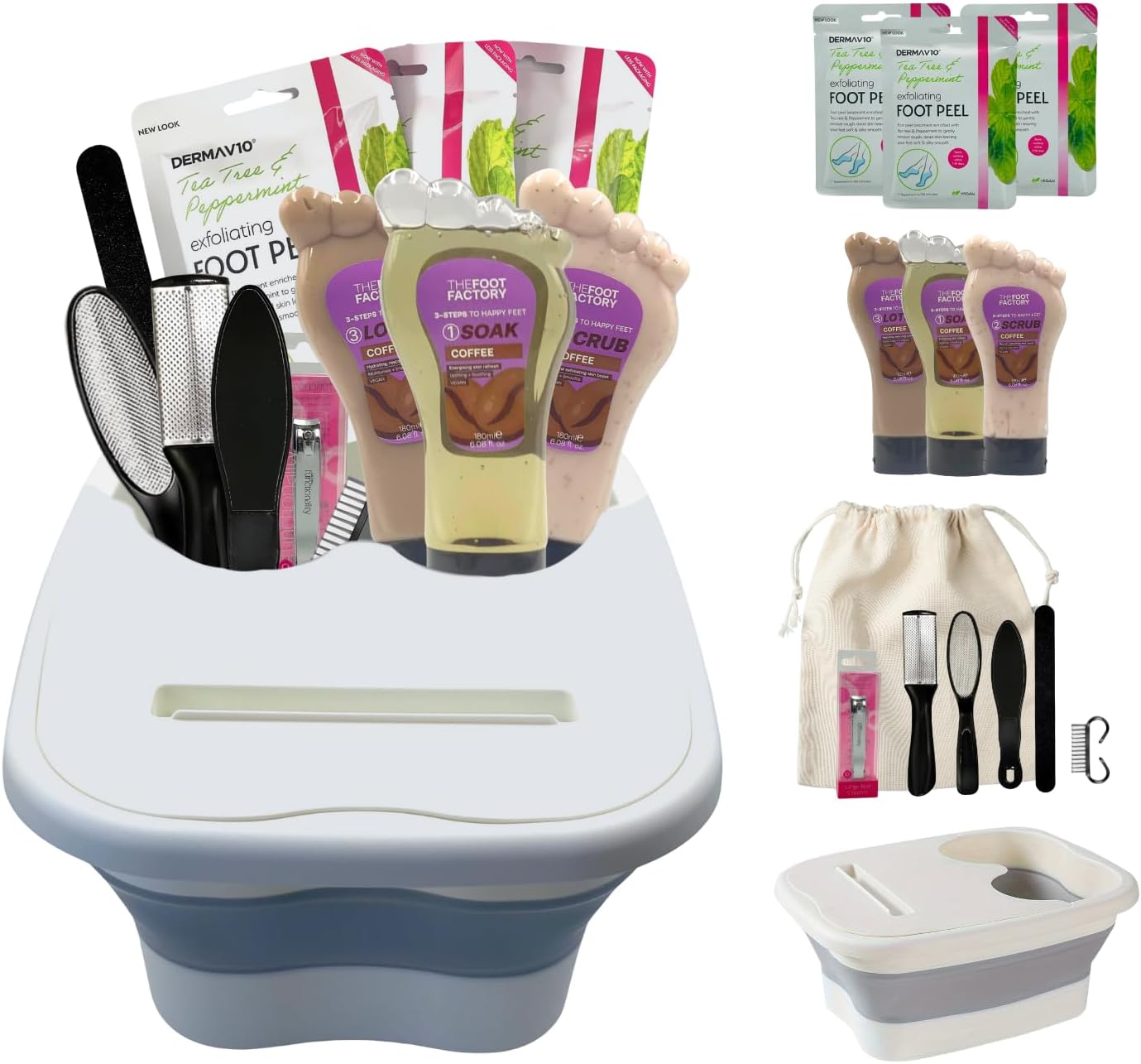 Foot Care Kit Spa Pedicure Set Peel Mask Tools Foot Bath