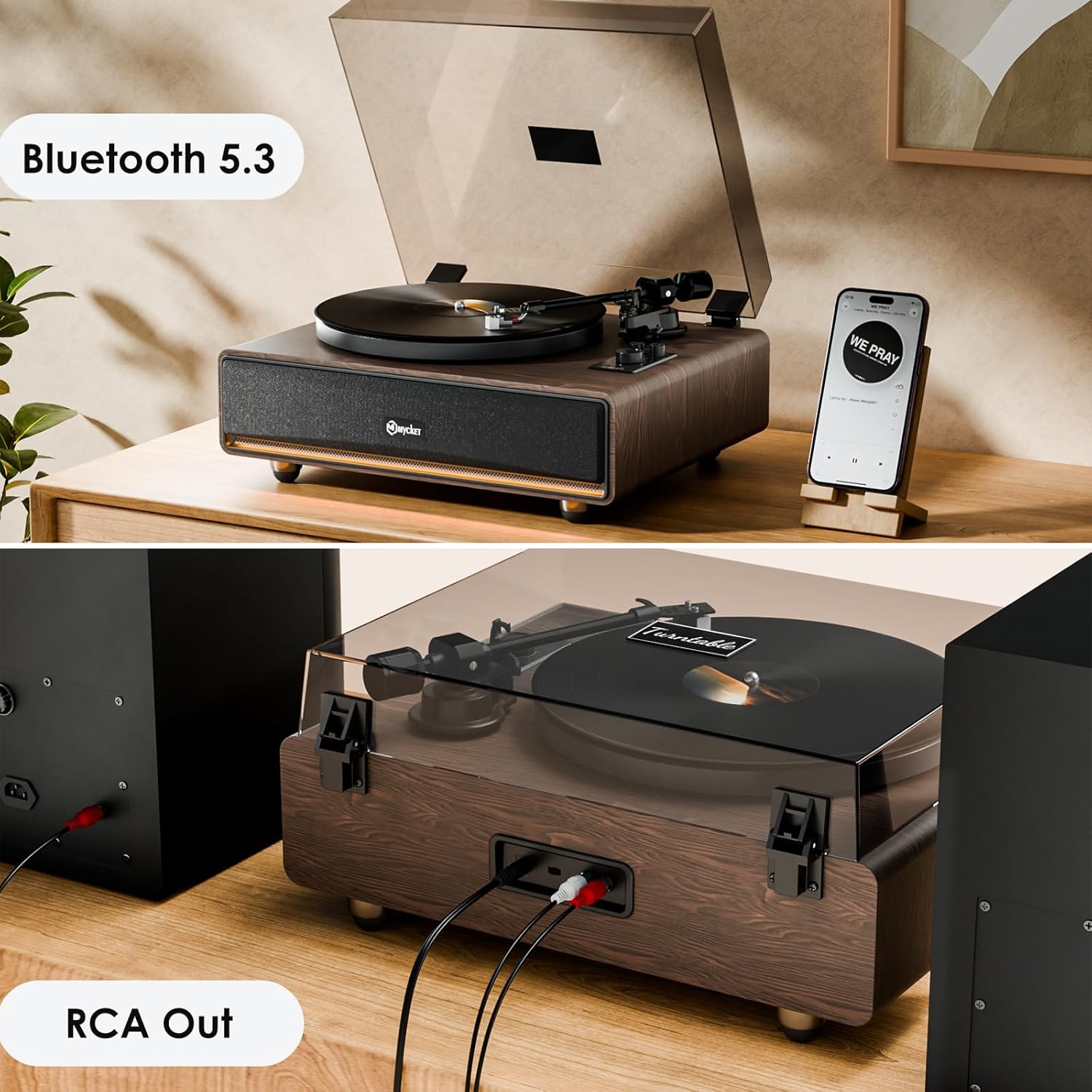 Bluetooth Vinyl Record Player Turntable with Speakers
