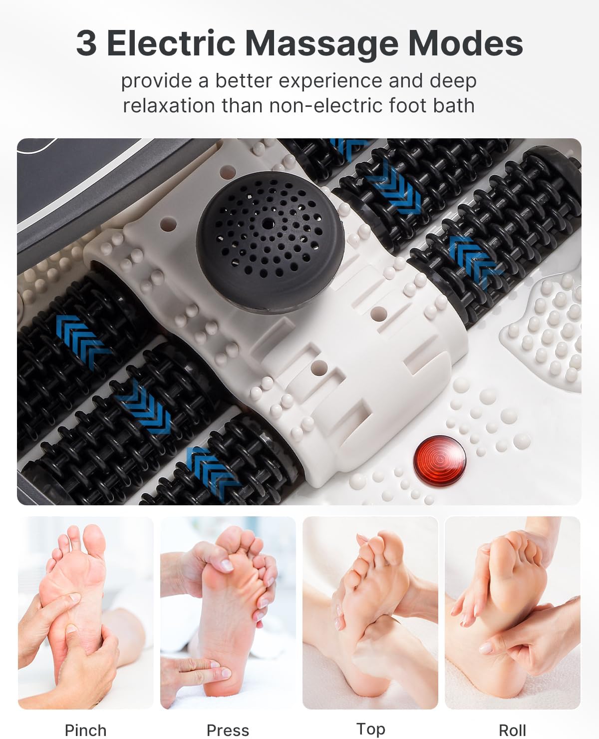 Foot Spa Massager Heat Auto Rollers Bubble Timer Temp Control
