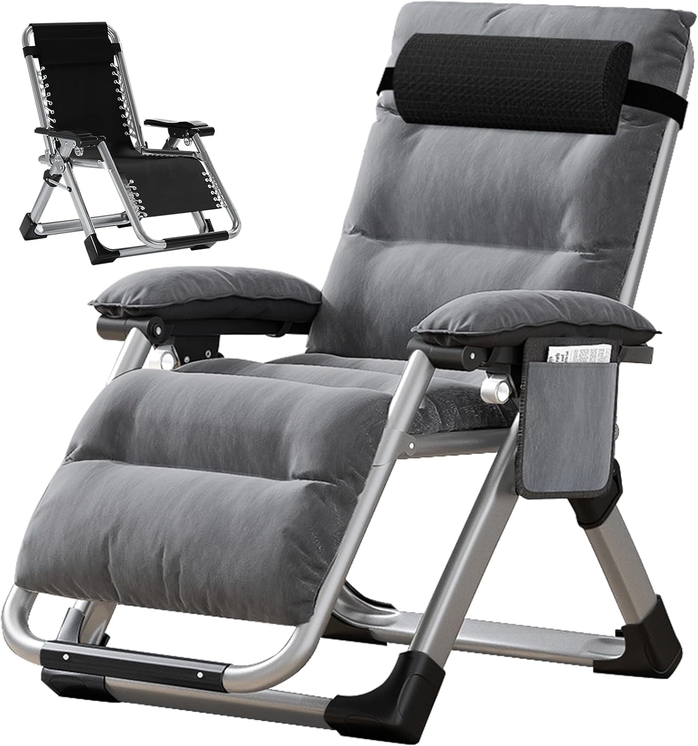 Zero Gravity Recliner Chair Folding Garden Lounger 200kg Grey