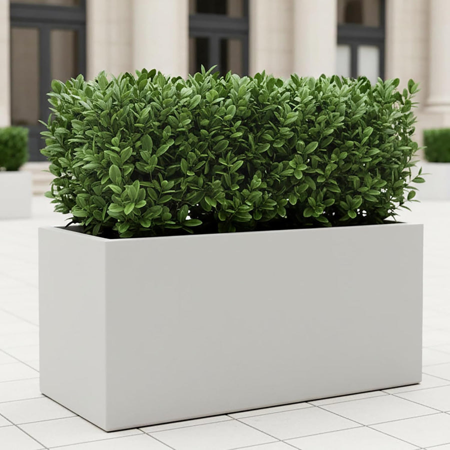 85cm Large Trough Planter White Stone Effect Outdoor Garden Pot