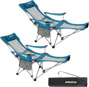 Set of 2 Reclining Camping Chairs Cyan