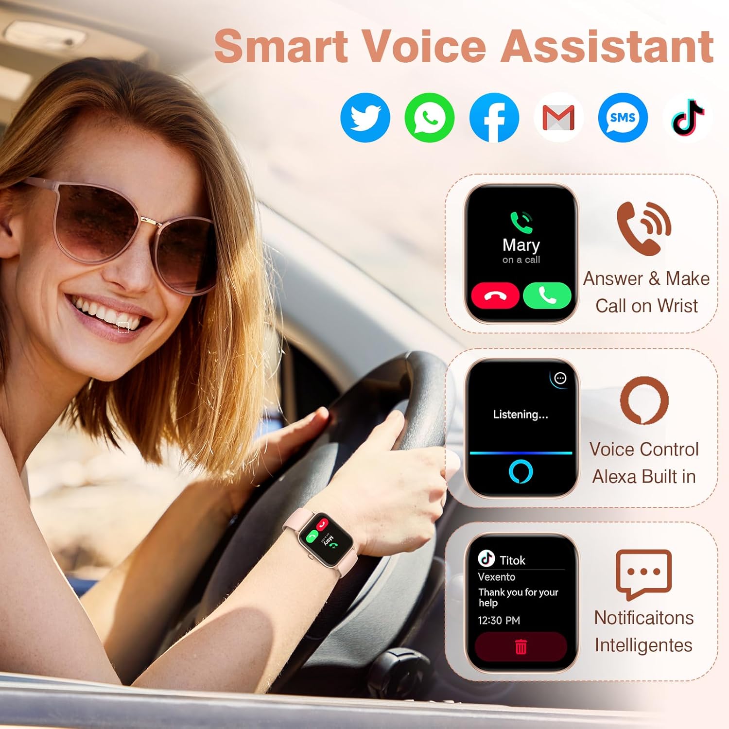 Alexa Smart Watch Call 100 Sports IP68 Tracker