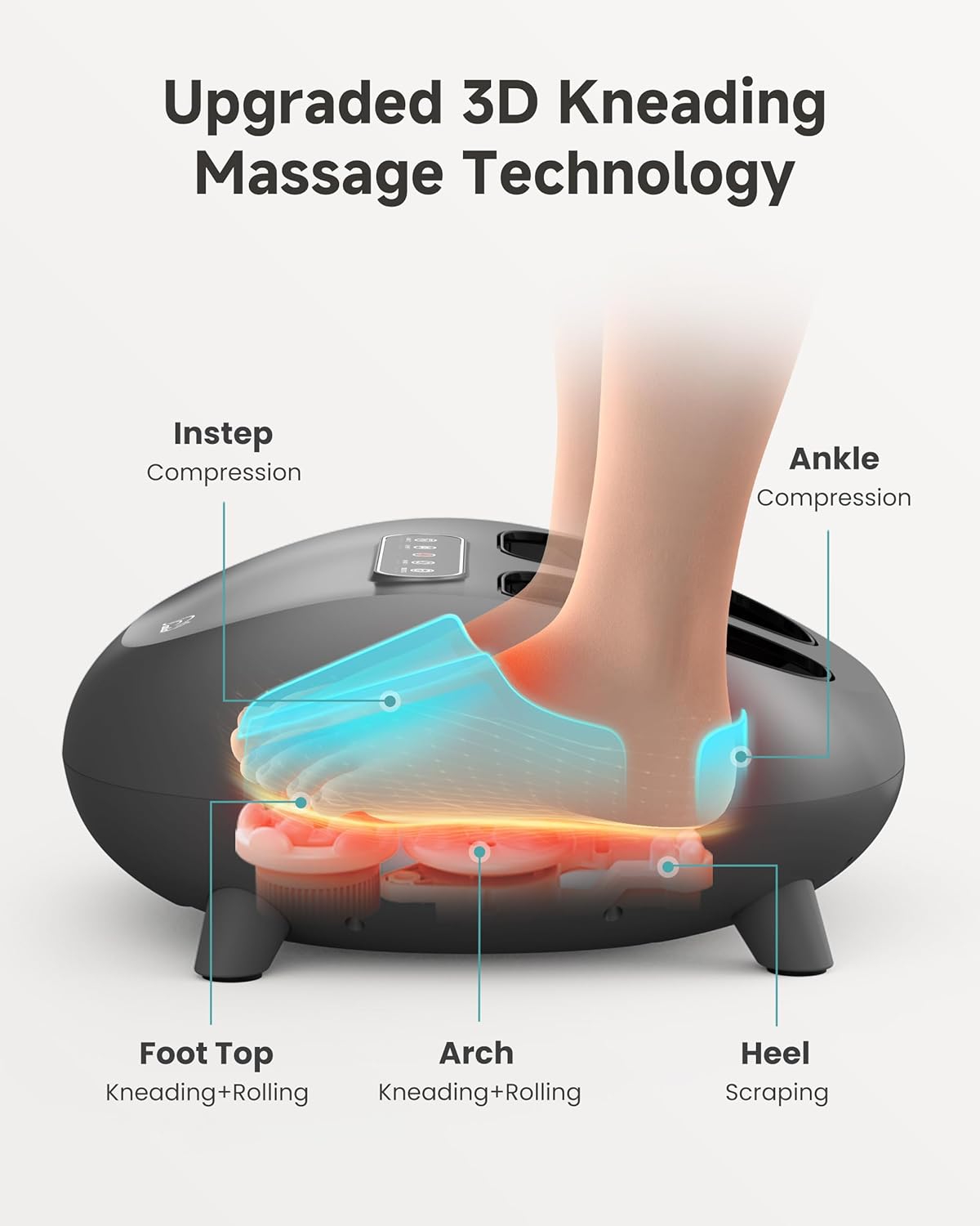 Shiatsu Foot Massager Heat Compression Remote 3 Levels Deep Kneading