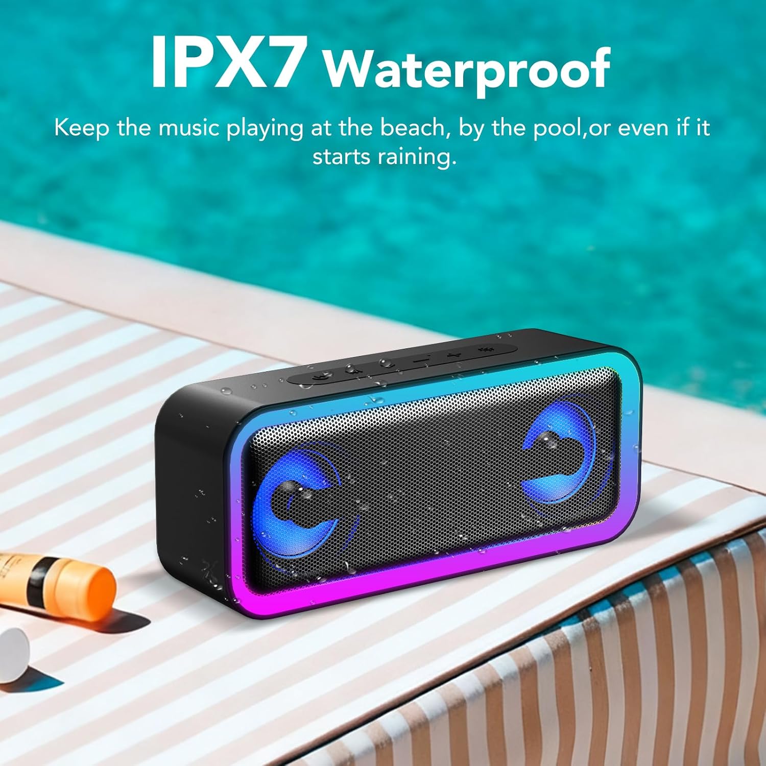 40W Portable Bluetooth Speaker IPX7 Waterproof 30H RGB