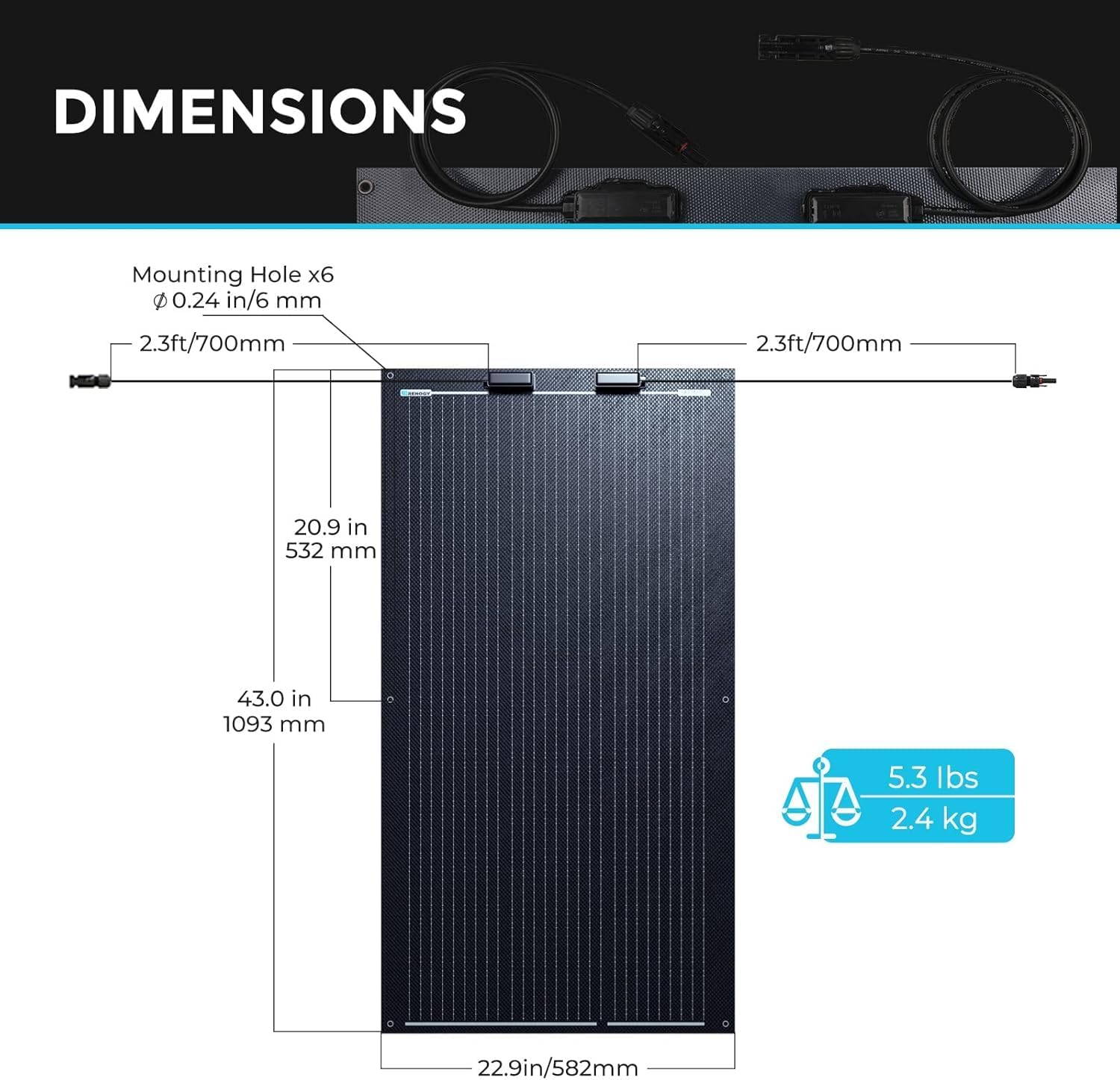 100W Flexible Solar Panel 12V Bendable Mono RV Boat Off Grid