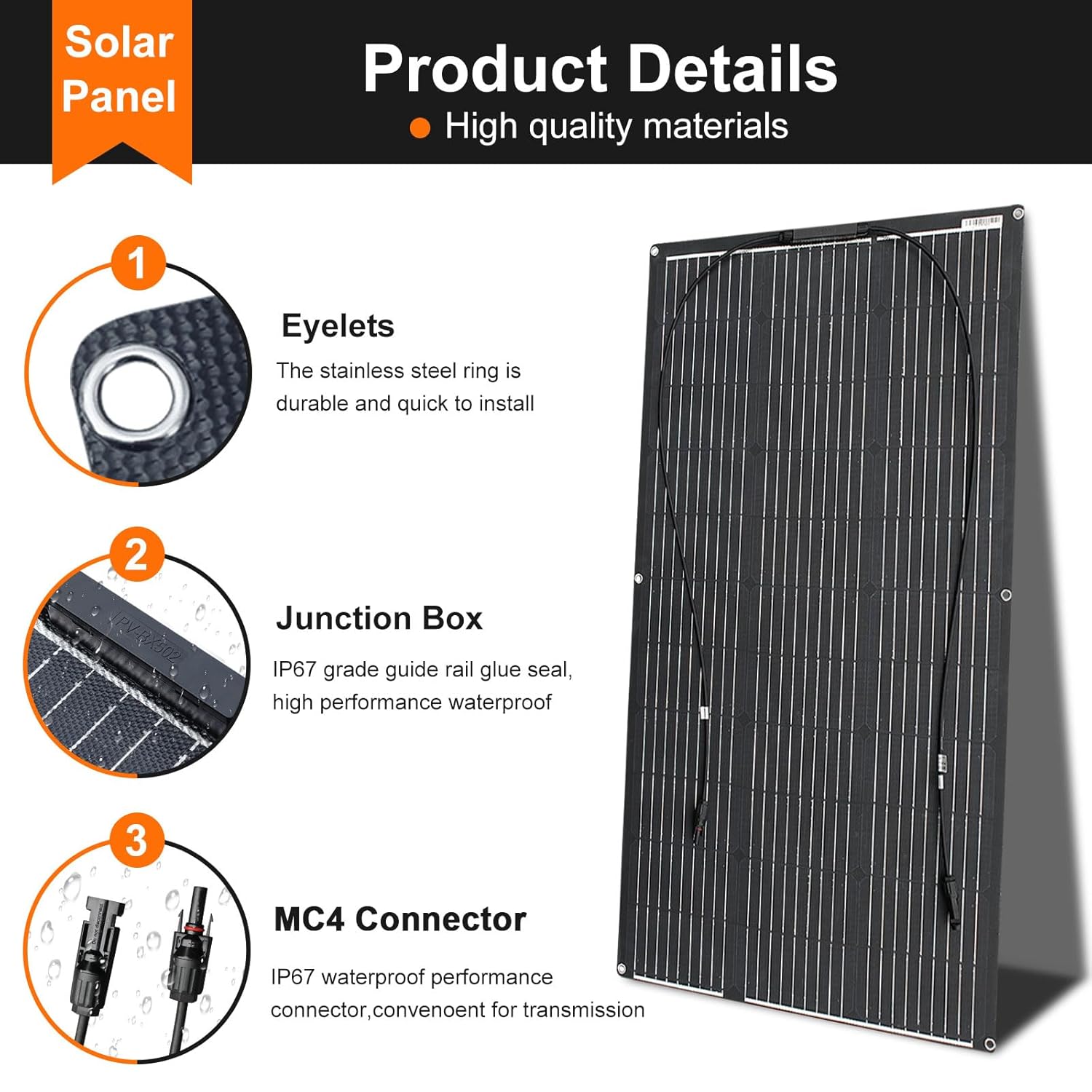 100W Flexible ETFE Solar Panel Monocrystalline Off Grid RV Boat