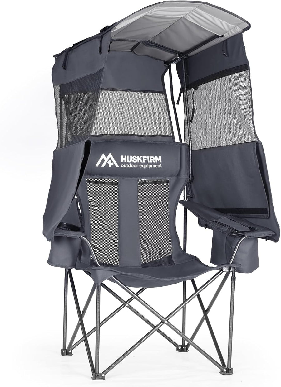 Camping Chair with UPF 50 Plus Canopy Shade Grey