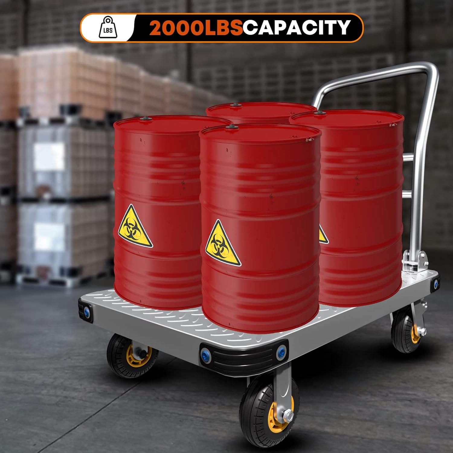 2000lbs Heavy Duty Platform Truck Flatbed Push Cart Dolly