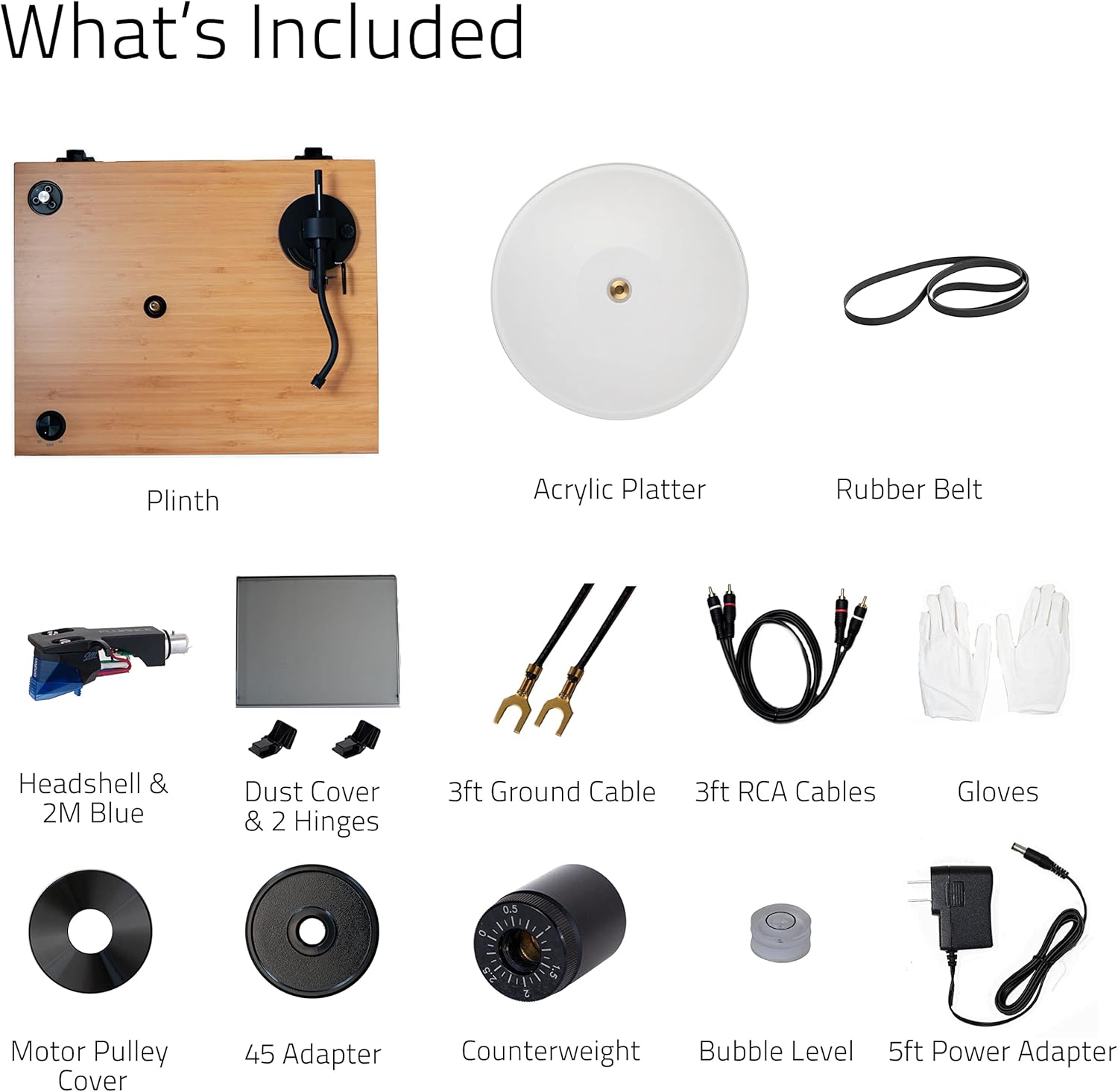 High-Fidelity Vinyl Turntable Record Player with Ortofon 2M Blue Cartridge, Bamboo Finish