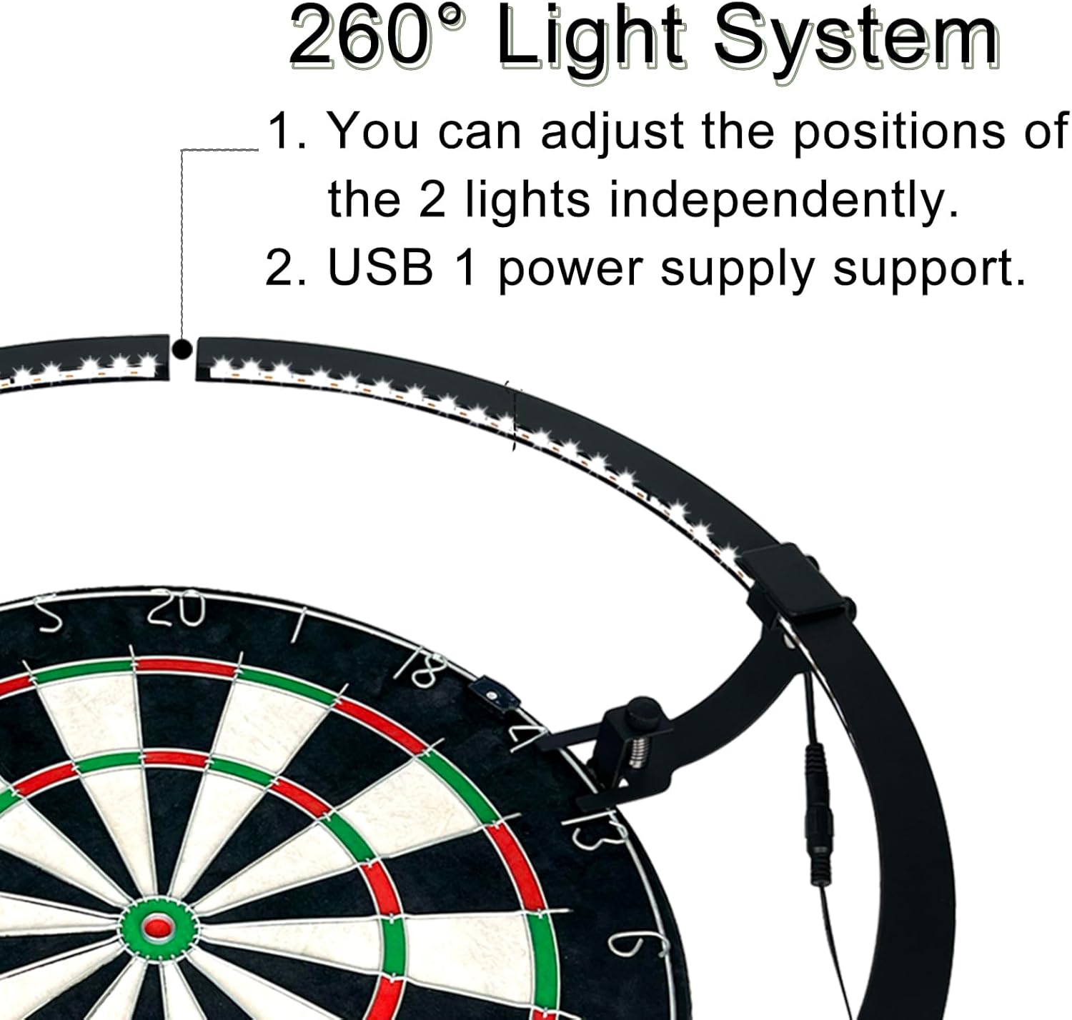 Dart Board LED Light 260 Degree Adjustable Brightness Pro Setup