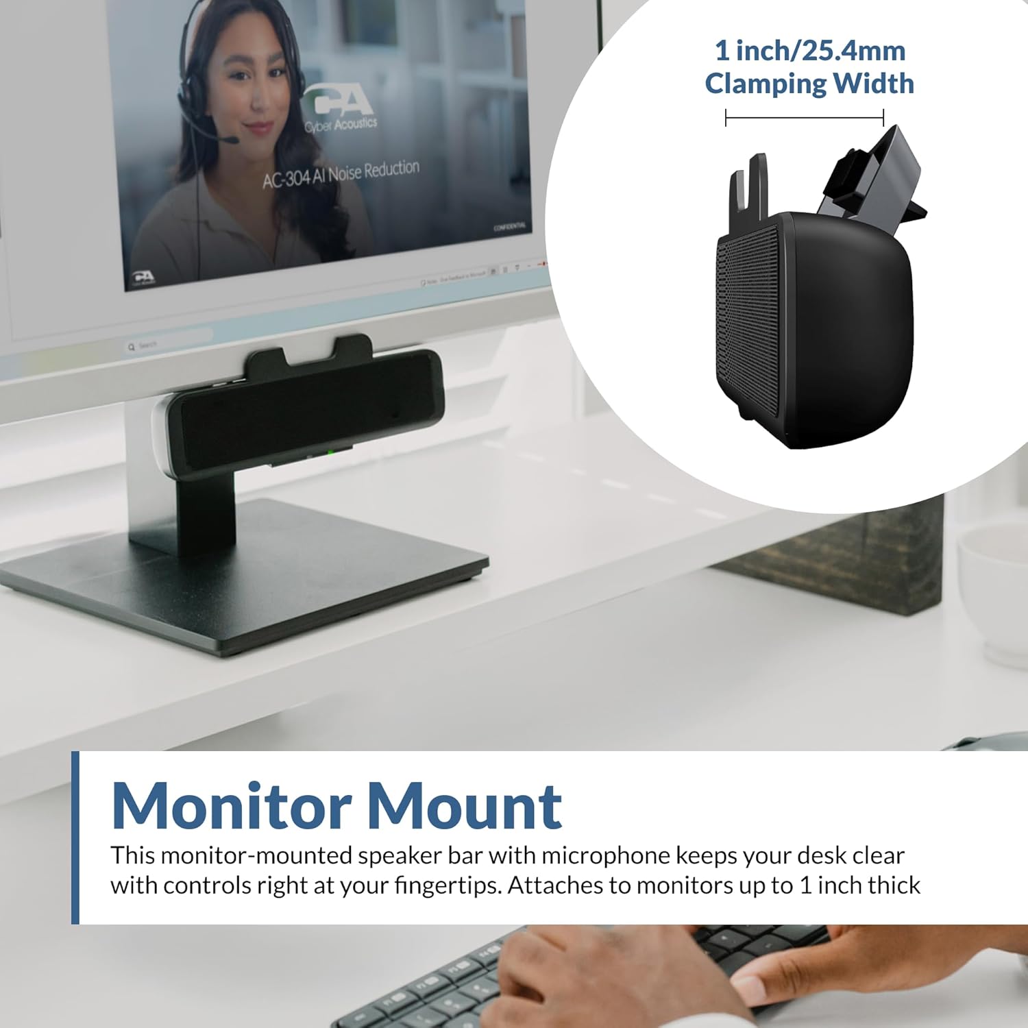 USB Speaker Bar Stereo Monitor Mount PC Laptop Soundbar Clamp