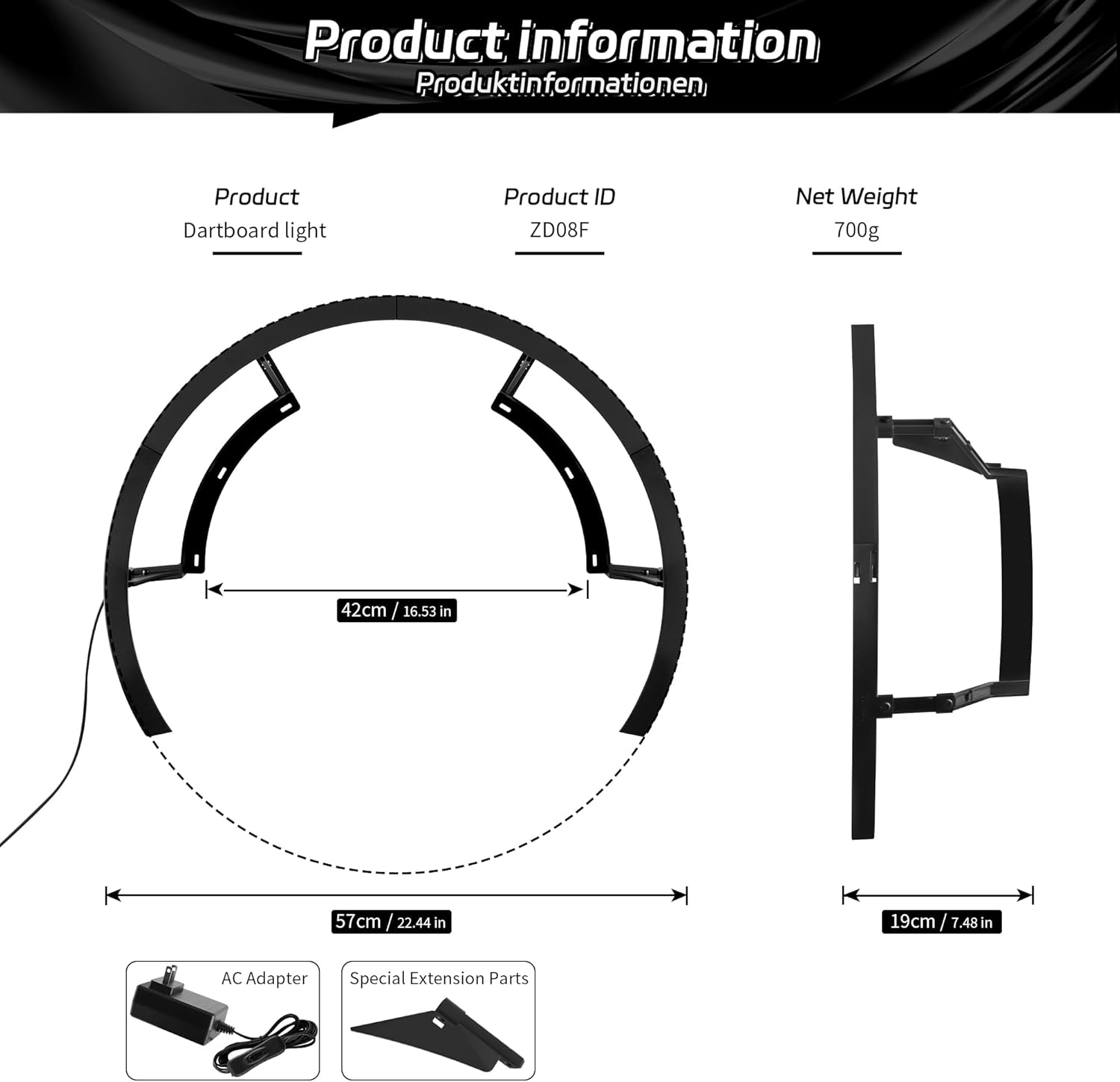 Dartboard LED Light 270 Ring 114 LEDs Shadow Free Universal