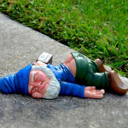 Funny Drunk Gnome Statue Resin Garden Decor Naughty Elf