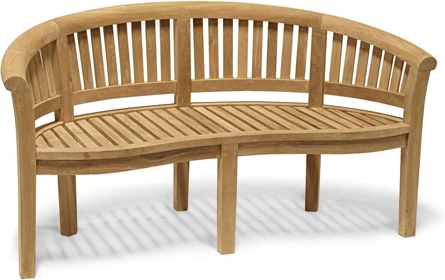 Curved Teak Banana Garden Bench 3 Seater Outdoor Patio Seat