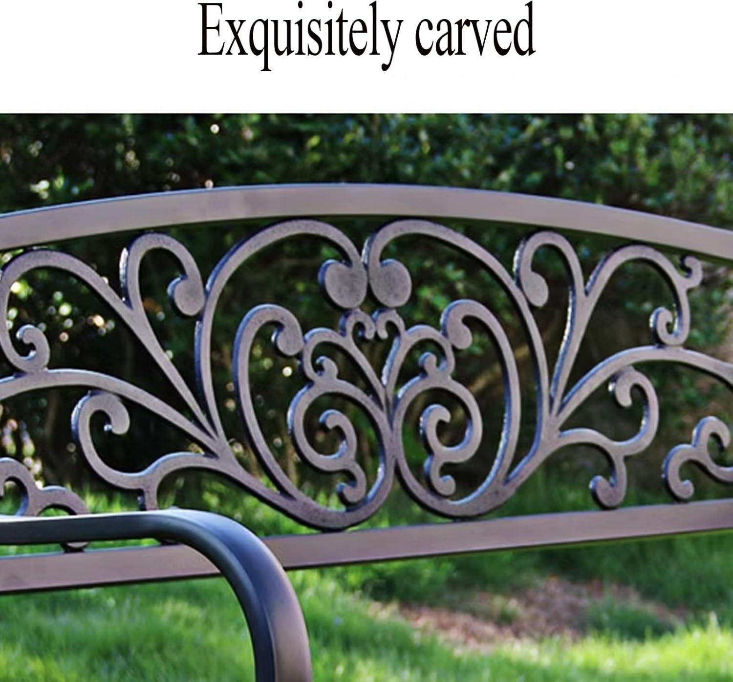Metal Garden Bench Outdoor Patio Seat with Backrest Armrests White