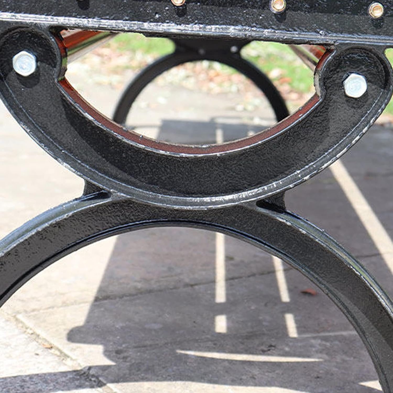 Outdoor Garden Bench 1.2m Hardwood & Cast Iron Patio Park Seat Weatherproof