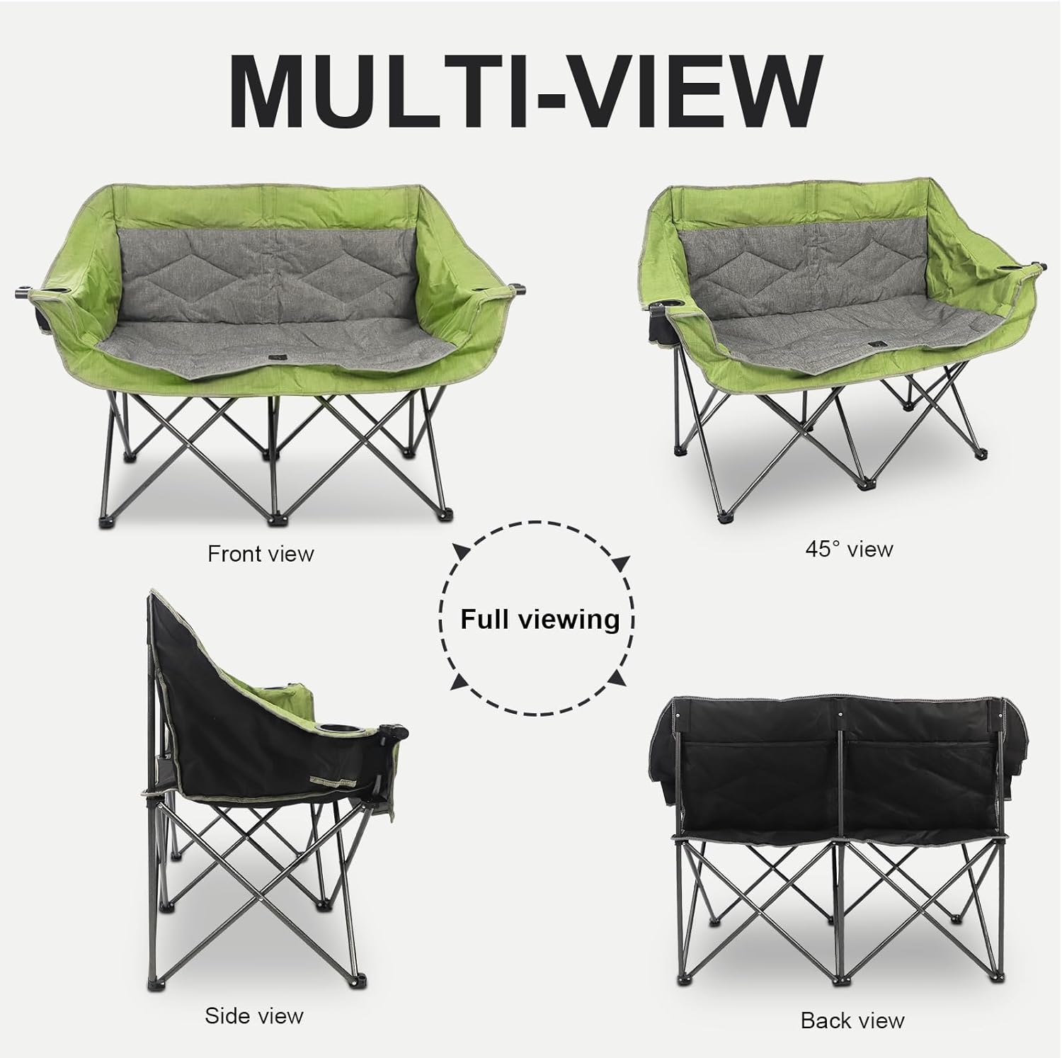 Green Double Folding Loveseat Camping Chair for 2