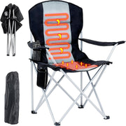 Heated Folding Camping Chair 180kg 3 Heat Levels Cup Holder