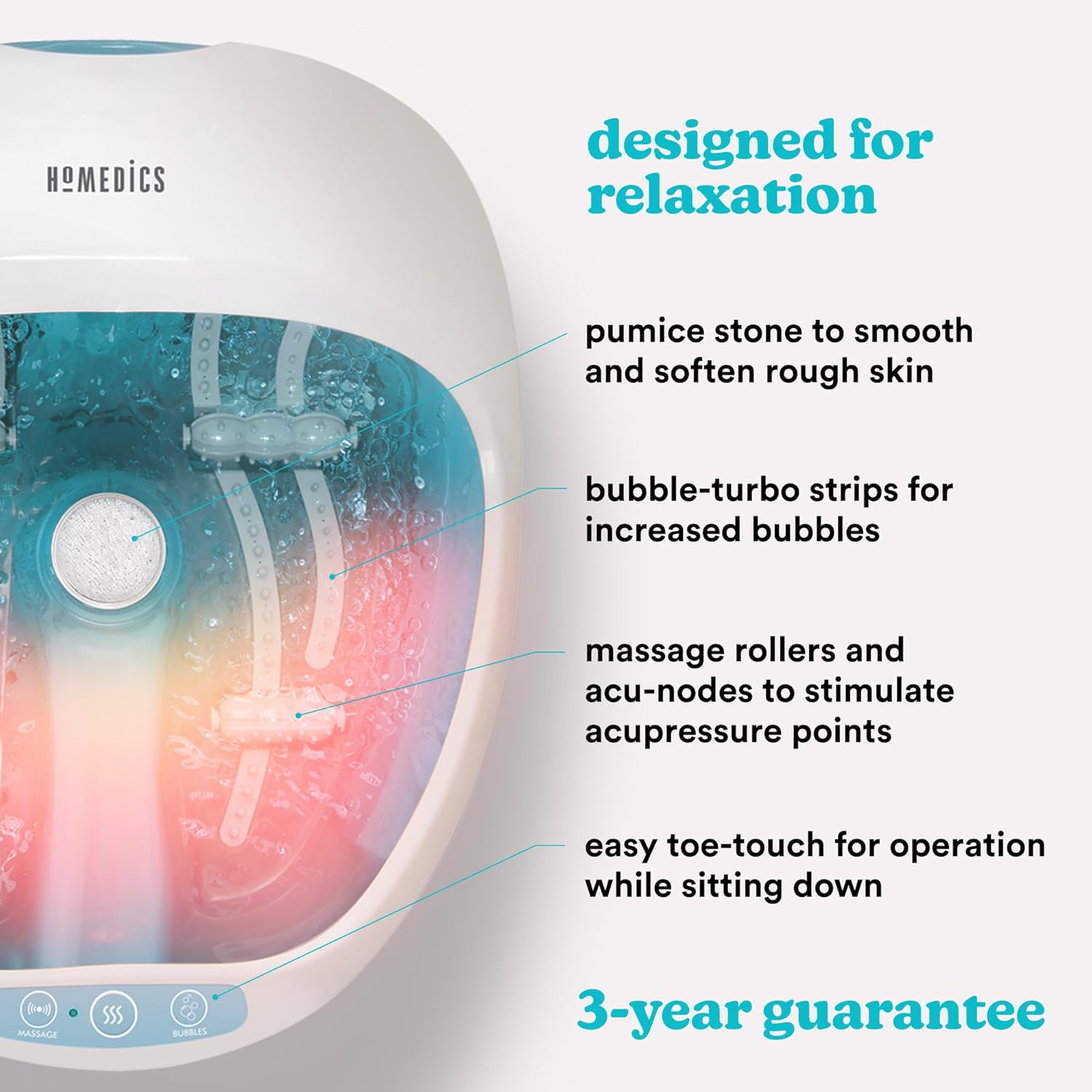 Foot Spa Massager Heat Bubble Rollers Pedicure Bath UK12